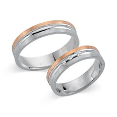 🦚 Eheringe 333er Weiss- Rotgold 3 Diamanten