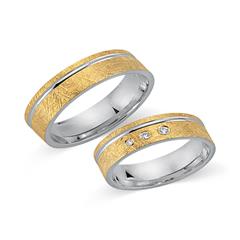 🦚 Eheringe 750er Gelb- Weissgold 3 Diamanten