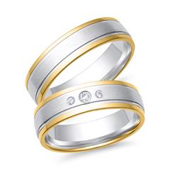 🦚 Trauringe 750er Gelb- Weissgold 3 Brillanten