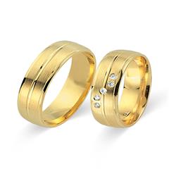 🦚 Trauringe 750er Gelbgold 5 Diamanten