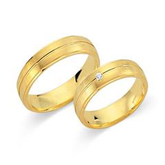 🦚 Trauringe 333er Gelbgold mit Diamant