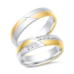 🦚 Trauringe 750er Gelb- Weissgold 6 Brillanten