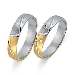 🦚 Eheringe 585er Gelb- Weissgold 2 Diamanten