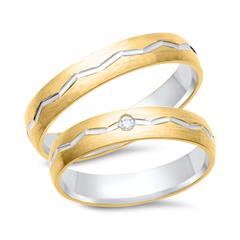 🦚 Trauringe 585er Gelb- Weissgold mit Diamant