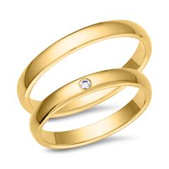 🦚 Eheringe 333er Gelbgold mit Brillant