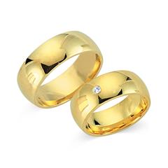 🦚 Trauringe 333er Gelbgold mit Brillant