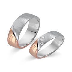🦚 Eheringe 585er Weiss- Rotgold 3 Brillanten