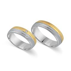 🦚 Trauringe 750er Gelb- Weissgold 2 Diamanten