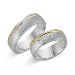 🦚 Trauringe 585er Gelb- Weissgold 3 Diamanten