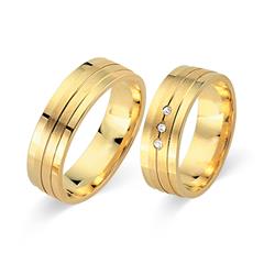 🦚 Trauringe 750er Gelbgold 3 Brillanten