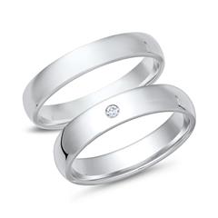 🦚 Trauringe 333er Weissgold mit Diamant