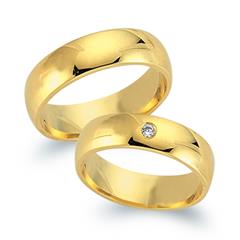 🦚 Trauringe 585er Gelbgold mit Diamant