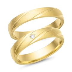🦚 Trauringe 585er Gelbgold mit Brillant