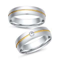 🦚 Trauringe 750er Gelb- Weissgold mit Brillant