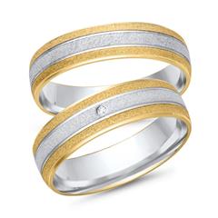 🦚 Trauringe 750er Gelb- Weissgold mit Diamant