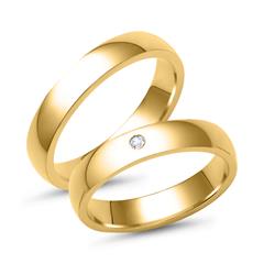 🦚 Trauringe 333er Gelbgold mit Brillant