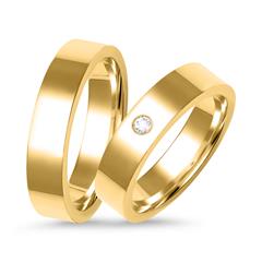 🦚 Trauringe 585er Gelbgold mit Diamant