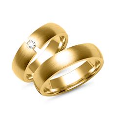 🦚 Trauringe 333er Gelbgold mit Brillant