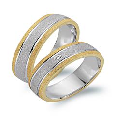 🦚 Trauringe 750er Gelb- Weissgold mit Diamant