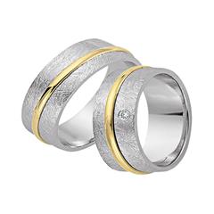 🦚 Eheringe 585er Gelb- Weissgold mit Diamant
