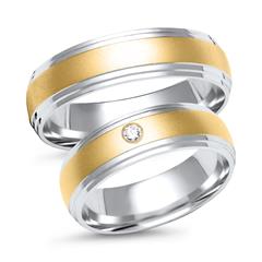🦚 Trauringe 750er Gelb- Weissgold mit Brillant