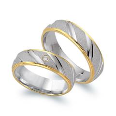 🦚 Eheringe 750er Gelb- Weissgold mit Diamant