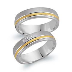 🦚 Trauringe 333er Gelb- Weissgold 3 Diamanten