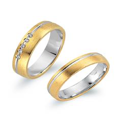 🦚 Eheringe 333er Gelb- Weissgold 5 Diamanten