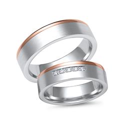 🦚 Eheringe 585er Weiss- Rotgold 5 Brillanten