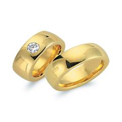 🦚 Eheringe 585er Gelbgold mit Diamant
