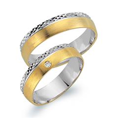 🦚 Trauringe 333er Gelb- Weissgold mit Brillant