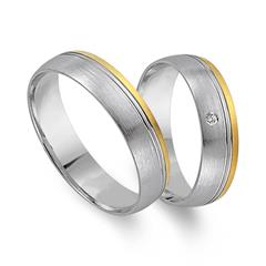 🦚 Eheringe 750er Gelb- Weissgold mit Diamant