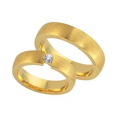 🦚 Trauringe 750er Gelbgold mit Brillant
