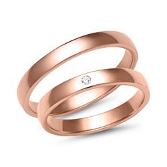 🦚 Trauringe 333er Rotgold mit Diamant
