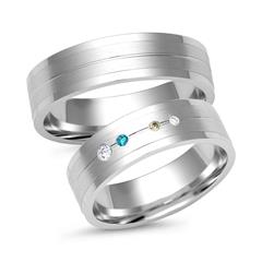 🦚 Trauringe 585er Weissgold 4 Diamanten