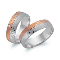 🦚 Eheringe 750er Weiss- Rotgold 2 Diamanten