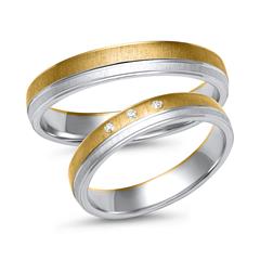 🦚 Eheringe 585er Gelb- Weissgold 3 Brillanten