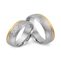🦚 Trauringe 585er Gelb- Weissgold 4 Brillanten