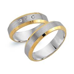 🦚 Eheringe 750er Gelb- Weissgold 3 Diamanten