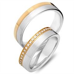 🦚 Trauringe 585er Gelb- Weissgold 42 Diamanten