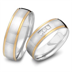 🦚 Eheringe 585er Gelb- Weissgold 3 Diamanten