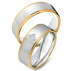 🦚 Eheringe 585er Gelb- Weissgold 4 Brillanten