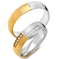 🦚 14K Trauringe Gelb- Weissgold 10 Brillanten