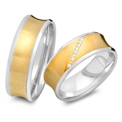 🦚 Eheringe 333er Gelb- Weissgold 5 Brillanten
