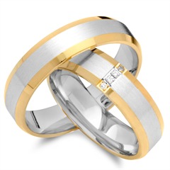 🦚 Trauringe 750er Gelb- Weissgold 4 Diamanten