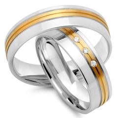 🦚 Eheringe 750er Gelb- Weissgold 3 Brillanten