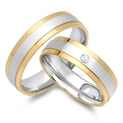 🦚 Eheringe 750er Gelb- Weissgold mit Brillant
