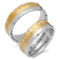 🦚 Trauringe 585er Gelb- Weissgold 10 Diamanten