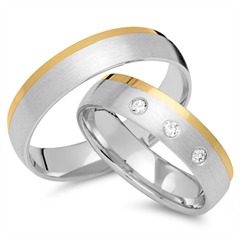 🦚 Eheringe 750er Gelb- Weissgold 3 Diamanten