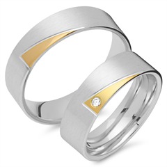 🦚 Trauringe 750er Gelb- Weissgold mit Brillant